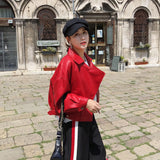 Autumn Faux Leather Jacket Women Loose Turndown Collar Single Breasted Motorcycle Leather Coats Moto Jacket
