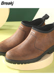 Boots Men's Winter Woolen Cotton Low Top Fashion Warm Rain Boots Anti-slip Fishing Shoes Rain Shoes Men Short Rubber