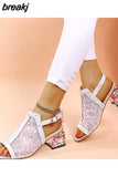 High Heel Shoes Women's Summer Style Sandals 5CM PUMPS Fashion Bling Ladies Open Toe Party Shoes