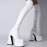 Over The Knee High Boots 2023 Brand Design Zipper White Black Fashion Motorcycle Boots Sexy Party Walking Comfy