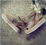 Size Fashion Womens Shoes 2023 Closed Toe Sandals Summer Heels Suit Female Beige Soft Big Luxury Elastic Band Low