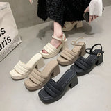 Breakj Summer New Thick-Bottomed Slippers Women's Thick Heel Square Head Fashion Wearing High Heel One-Word