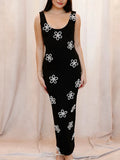 Famous Style Temperament Dress Woman 2025 Summer New Fashion Diamond Flower Design Slings Long