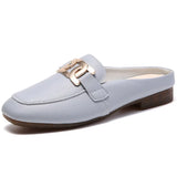 Breakj Metal Buckle Half Slippers Women's Spring New Lazy Women's Shoes Wearing Slippers Net Red Cold Drag Ins Trendy