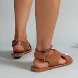 Breakj Large-Size Cross-Slip With Flat-Soled Sandals Women Retro Style Wide Fashion Strip Beach Cool Slippers