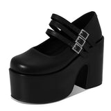 New Chunky Platform Pumps 2023 Spring Summer Gothic Super High Heels Mary Jane Shoes Fashion Crystal Dress Shoes