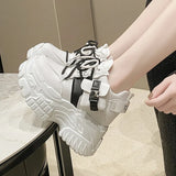 2024 Spring Women Chunky Sneakers Lace Up Increase Height Shoes Woman Harajuku Style Pocket Platform Trainers