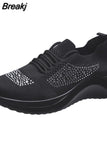 Women Shoes 2023 Plus Size Platform Socks Sneakers Breathable Sports Shoes Women Mesh Rhinestone Non Slip Casual Running