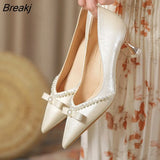 Spring and Summer New Stiletto French Single Shoes Pointed Toe Wedding Shoes Bride Bridesmaid Shoes Plus Size Women's