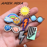 PVC Croc Shoe Charms NEW Sunglasses Sunrise Sun Lightning Shoes Decorations Accessories for Jibz Kids Party Gifts