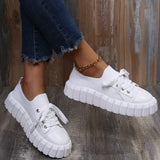 Women's Stylish Sneakers 2022 Spring New Stretch Fabric Ladies Lace Up Casual Shoes 36-43 Large-Sized Female Comfy