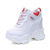 White Trendy Shoes Women High Top Sneakers Women Platform Ankle Boots Basket Femme Chaussures Femmes Height Increase