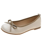 Bow Pu Leather Women Ballet Flat Shoes 2023 Comfort Slip on Soft Sole Flats Woman Shallow Mouth Single Shoes