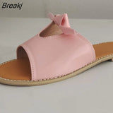 Women Slippers Shoes Cute Butterfly-Knot Flats Casual Sandals Solid Color Beach Sandals Zapatillas Mujer Chaussure