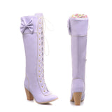 Breakj High Boots Plus Size Front Strap Thick Heel Women's Boots
