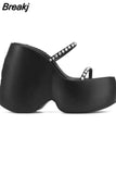 Dropship Brand New 2023 Summer Chunky Platform Wedges Women Slipper Mules Shoes Comfy Fashion Woman Shoes
