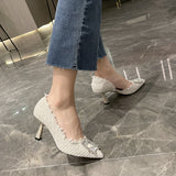Rhinestone High Heels Pumps Women Shoes 2023 New Thin Heels Crystal Party Wedding Shoes Woman White Pointed Toe
