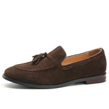 New Men Suede Loafers Shoes Tassel Design Business Shoes Men's Flats Big Size 47 Simple Slip on Male Mans Casual