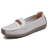 Breakj And Summer Large-Size Soft-Soled Mother Shoes Cow Skin Bean Shoes Women's Casual Shoes Flats Nurse Shoes Single Shoes Women's Working