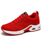 Women Red Sneakers Ladies Air Cushion Shoes Woman Mesh Sneakers Female Breathable Flats Increase Womens Casual