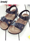 Summer Casual Kids Beach Print Cork Sandals for Girls Boys Children Outdoor Non-slip Flat with Cute Slide