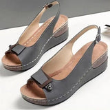 Breakj Summer New Retro Anti-Slip Slope Heel Women's Shoes Out Soft-Soled Ladies Sandals Sandals