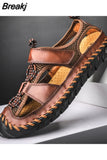 Sandals Leather Outdoor Men Beach Shoes Luxury Breathable Casual Sandals Man Wading Shoes Non-slip Comfort