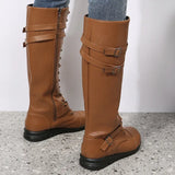 Boots for Women 2024 Combat Cowboy Knee High Long Leather Platform Shoes Black Gothic New Rock Punk Free