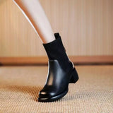 Breakj Rough And Short Boots Women's Large Size In The Autumn And Winter Of 2025, Martin Boots Paint Leather Socks Ladies Leather