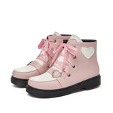 Winter Princess JK Ankle Boots Warm Plush Women Flat Platform Flat Heels Girls Short Bootie Goth Sweet Heart Cute College