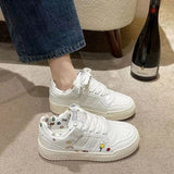 Breakj Thick-Soled Shoes Women 2025 Autumn New Round Head Breathable Student Bread Shoes Set Sports Leisure Small White