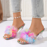 Breakj New Crystal And High-Heery Hair Color Comfortable Slippers 42 Large-Size Shaped And Fashion Women's