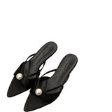 Breakj Satin Beads And Slippers 2025 Summer New Fish Mouth Pointed High Heels High-Heeled High-Heeled