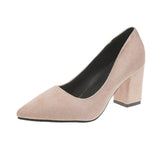 Breakj High-Heeled Velvet Single Shoes Women's Coarse Heel And Light-Mouthed Pointed Fashion Shoes Ladies