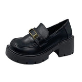 heels loafers women mary janes Women's shoes British style punk platform shoes slip-on loafers small leather shoes