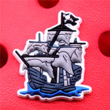 PVC Croc Shoe Charms Ghost Ship One Eyed Pirate Hat Flag Sandals Decorations for Jibz Kids Party Gifts