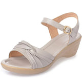 2018 New Open Toe Sexy Summer Women Sandals Genuine Leather Shoes Sandals Plus Size Comfortable Flat Wedges