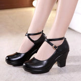 2021 Fashion Women Pumps With High Heels For Ladies Work Shoes Dancing Platform Pumps Women Genuine Leather Shoes Mary Janes