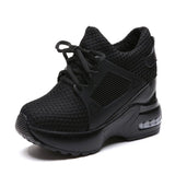 Thick Bottom Shallow With Net Cloth Belt Leisure Sports Travel Women Single Shoes High Heel Women's