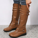 Boots for Women 2024 Combat Cowboy Knee High Long Leather Platform Shoes Black Gothic New Rock Punk Free