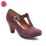 EDEELVEEYS Womens T-Strap Round Toe Mary Jane Pumps Vintage Heels Chunky Costume Dress Swing Shoes Black Gray Purple Plus