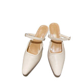 Breakj Summer New With Cool Slippers Women's Pointed Beige Temperament High-Heeled Shoes Wearing A Foot Pedal Fashion Single
