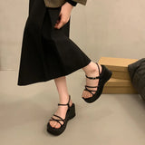 Summer Women's Shoes New Fashion Thick Sole Open Toe Sexy Round Head Buckle Casual Style High Heel Women's