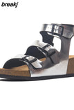 Fashion Summer Women Wedge Cork Sandal 2023 New Beach Outside Non-slipe Trifle Platform Med Heel Sandalias