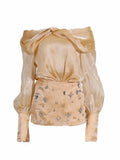 Temperament Famous Wind One-Word Shoulder Dress 2025 New Nail Drill Bow Collage Design Bubble Sleeve Skirt