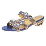 Women Mom's Shoes Outwear Low Heel Sandals Women's Rhinestone Thick Heel Slippers Size 42 Large Slippers Women