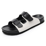 Women's PU Leather Mule Clogs Slippers High Quality Soft Cork Two Buckle Slides Footwear For Women Sandals Men Unisex