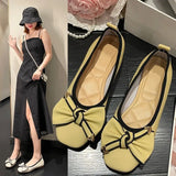 Breakj Fragrant Wind Bow Light Mouth Single Shoes Women 2025 Spring And Summer New Flat Sole Pedal Bean Shoes Large Size Women's