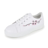 White Shoes Female 2023 Autumn New Flat Board Shoes Web Celebrity Casual Anti-Slip Students Embroidered Sports Single