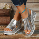 Breakj Summer Fashion Sandals Large-Size Buckle With Loose Pastry Slope And Thick-Soled Beach
